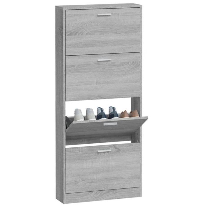 VidaXL Shoe Cabinet Sonoma Grey 59x17x150 Cm Engineered Wood 342524