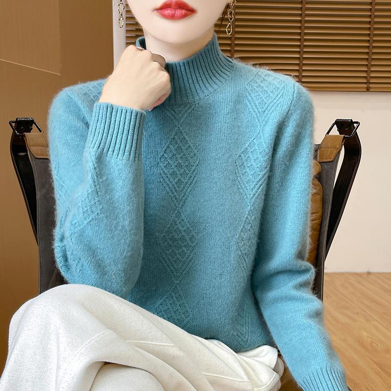 Suéter de cachemira para mujer Qinghe cachemira 30% cachemira 70% lana jersey de otoño e invierno cálido y a la moda