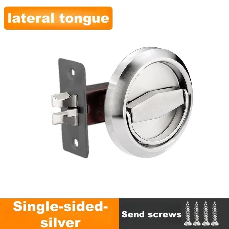 Stainless Steel Invisible Door Lock Indoor Concealed Single Double Sided Pull Ring Embedded Home Security Lock for Enhanced Safe Silvery-S