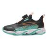 Anta Kids Synthetic Leather Trendy Versatile Lightweight Shock Absorbing Low Top Running Shoes Kids Sneakers Black Green Orange A12439912N-1
