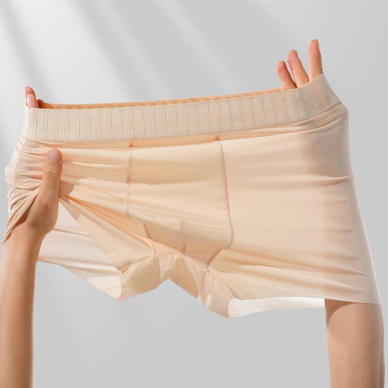 Men's Summer Ice Silk Non-mark Breathable Mulberry Silk Crotch Comfortable Flat Angle Underwear