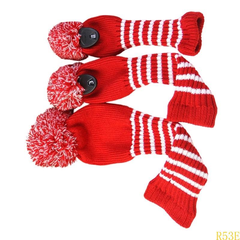 3pcs Golf Club Head Cover Knitted Styles Headcover Leisure Styles Golf Cover for Driver Protection and Longevity