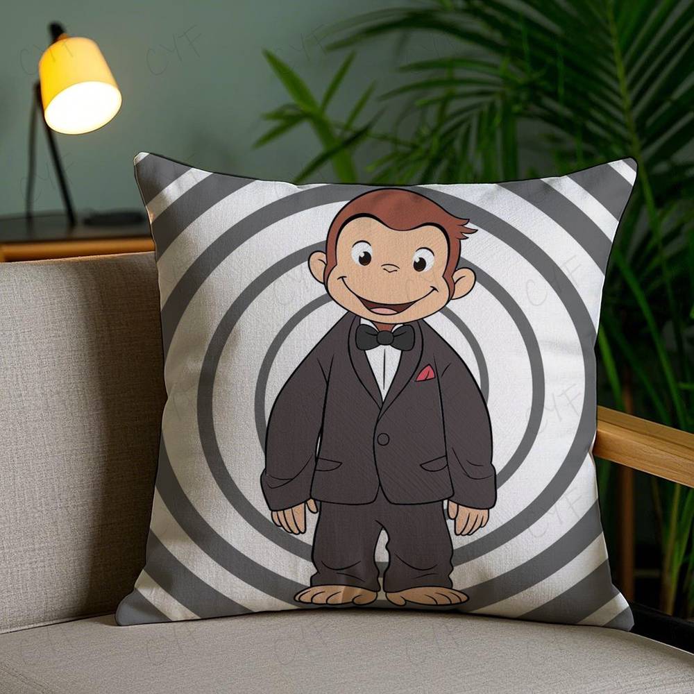George The Curious Monkey Pillow Case Safe Custom Photo Pillow, Anti-fade Brushed Fleece Cushion, Maternal & Infant Safe.