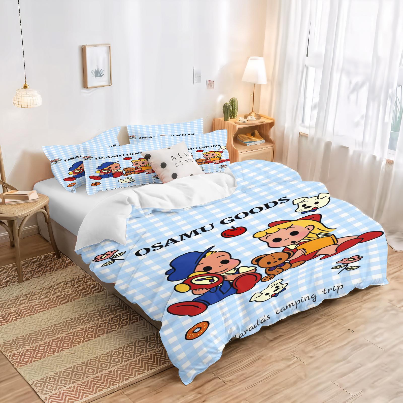 Cartoon Couple Gift Duvet Cover Colorful Childlike Innocence Bedroom Polyester Adult Gift 2/3Pcs Bedding Set 135x200cm