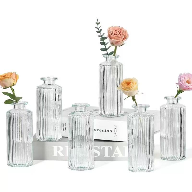 Retro Hanfseil Glasvase - Florales Transparentes Schreibtischornament