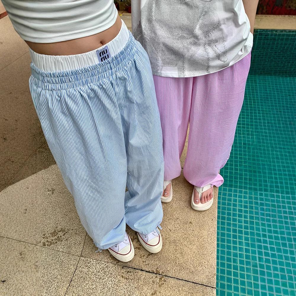 

Striped Two-Piece Straight-Leg Casual Pants Extra Large синій