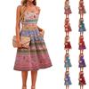 Women Sleeveless Adjustable Strap Dress Casual Floral Print Midi Dress with Pockets Summer Fashion Sundress