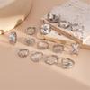 Pack of 12 Pearls Enhanced Artisanal Hollow Rings Set Modern Alloy Fashion Oxidization Resistant Alloy Rings Accessories