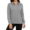 Women's Long Sleeve Button Down Color Blouse with Pockets and Side Slits Casual Collared Top