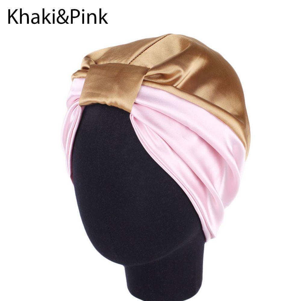 Weiche Kopfbedeckung Wickelhut Satinfutter Turbanhut Salonhaube Elastisches Haarband Schlafmütze