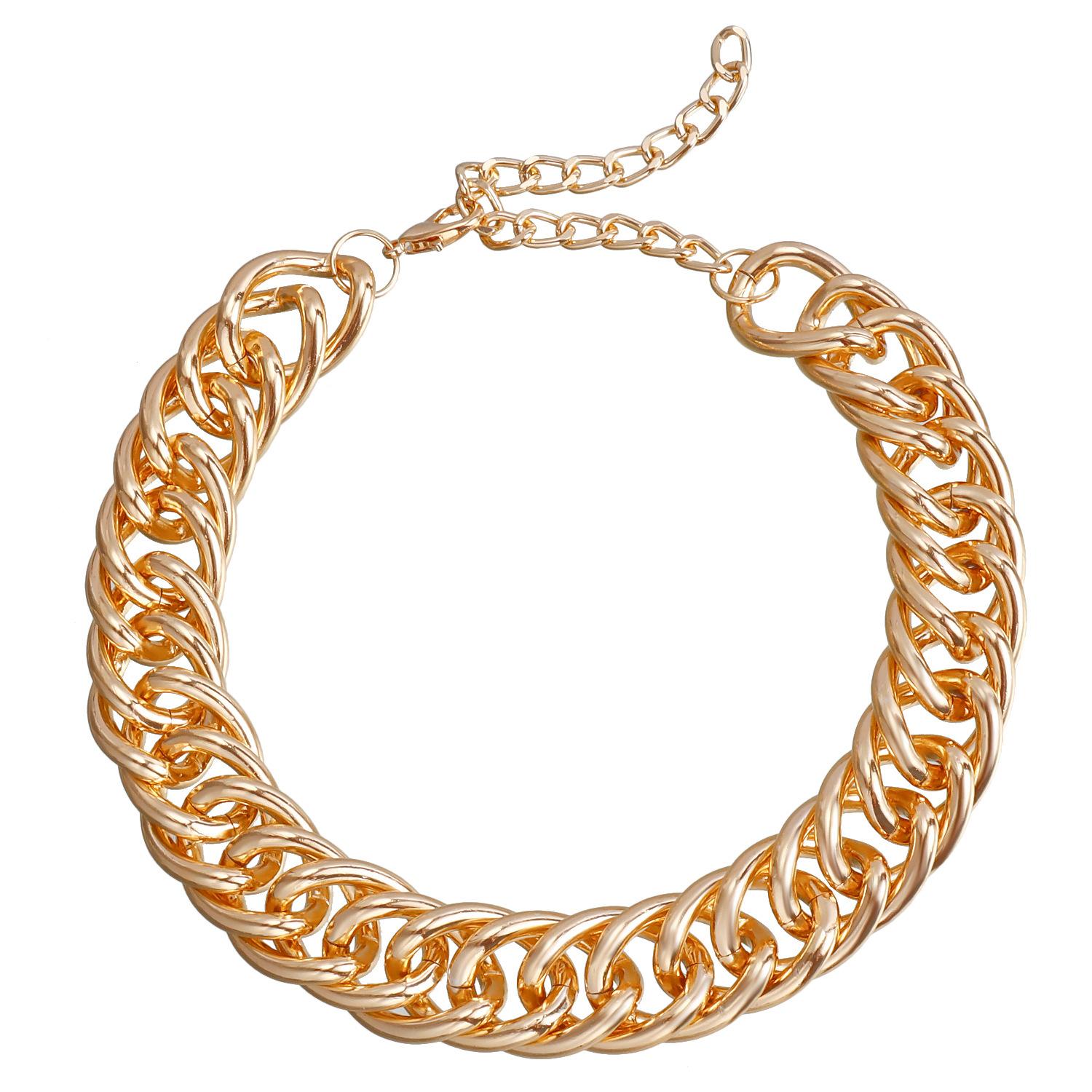 

European and American popular fashion personality thick chain Cuban necklace retro punk neck chain men s and women s hip hop collarbone chain золотой