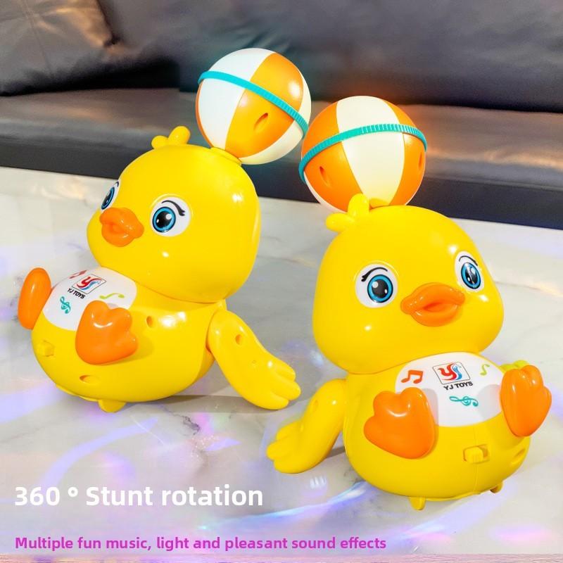 Top Ball Yellow Duck Light And Sound Toy With Rotating Effects For Kids And Toddler Play