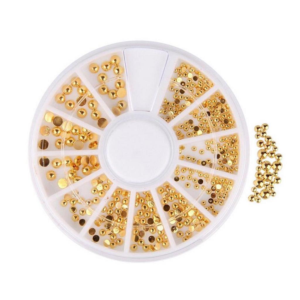 Gör-det-själv 2/3/4 mm blandad gyllene ton 3D gör-det-själv platt ryggpärlor Nagelkonstdekoration Skönhet