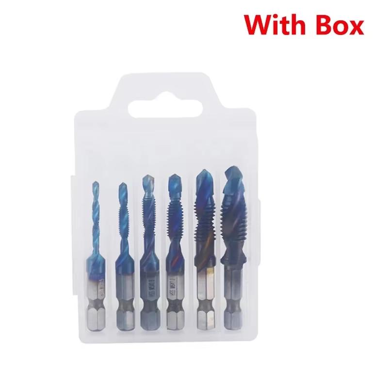 Brocas Roscadoras Compuestas para Máquina Roscadora, Roscadora Métricas con Mango Hexagonal Titanizado HSS M3 M4 M5 M6 M8 M10 Herramientas Manuales
