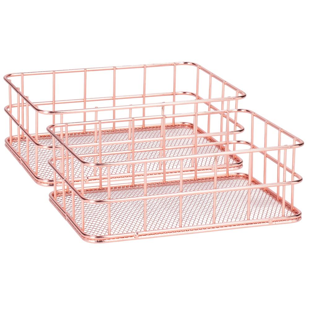 2PCS Nordic Simple Gold Wrought Iron Storage Basket Desktop Container 1100₽