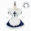 Cute Lolita Angel Maid Dress Cosplay Costume Sweet Girls Anime Maid Waiter Dress With Cross Ruffle Apron