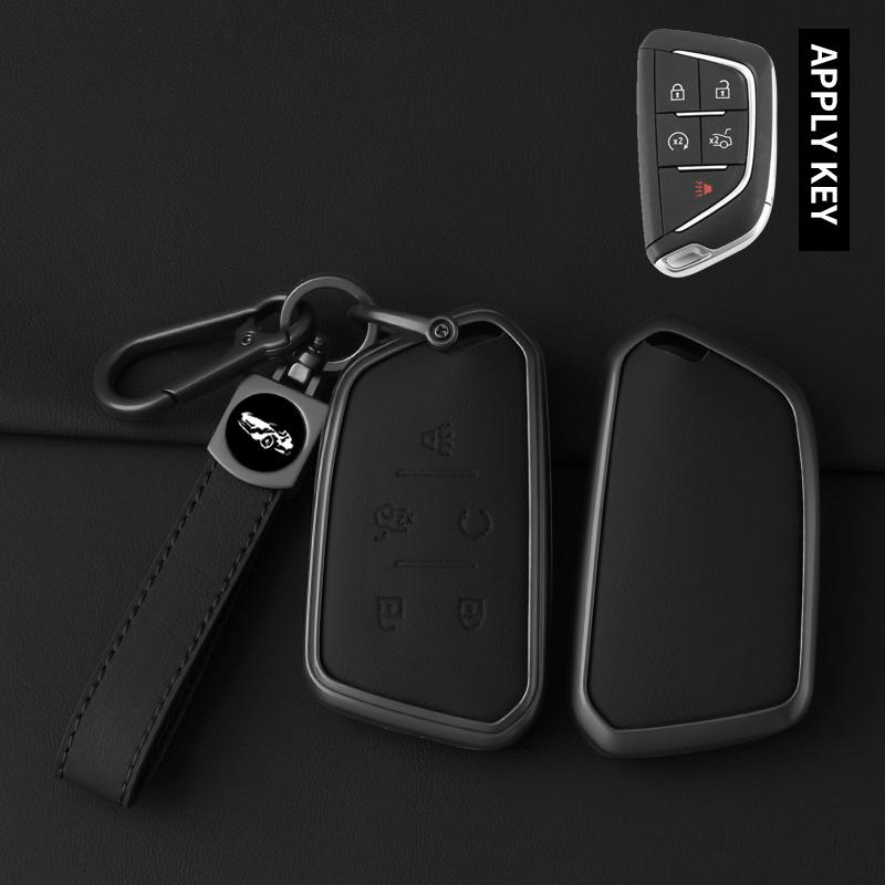 Car Key Case Cover Protect For Cadillac Ct4 Ct5 Ct4-V C8 Corvette Escalade Metal Holder Shell Keychain Accessories