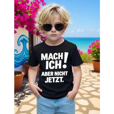 European Sizes Boys' German Slogan T-Shirt(I Do It!) - Summer Short Sleeve Casual Top