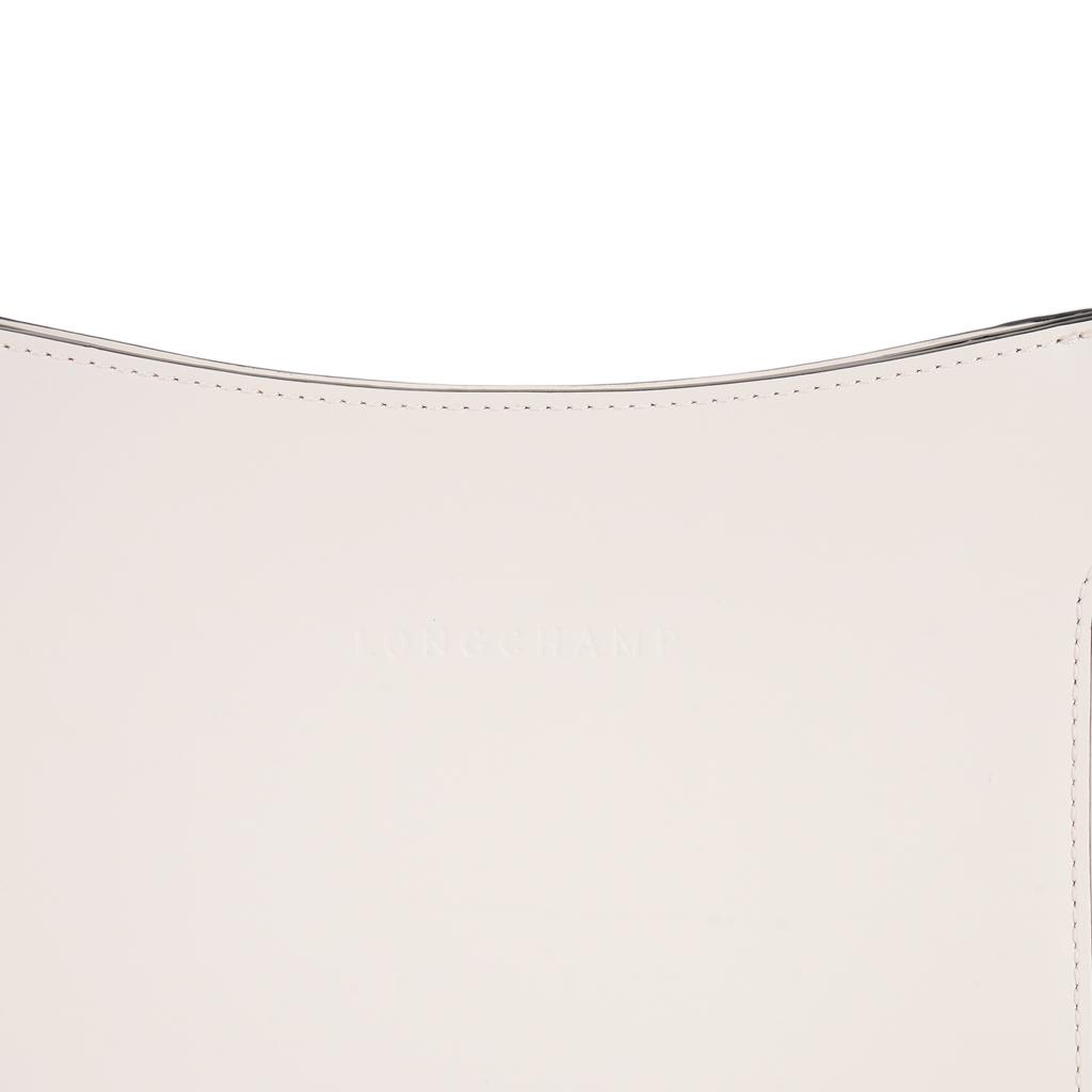 Longchamp Le Foulonné Silver Metal Zipper Closure Calfskin Hobo Bag Women Handbags White 10272HFI037