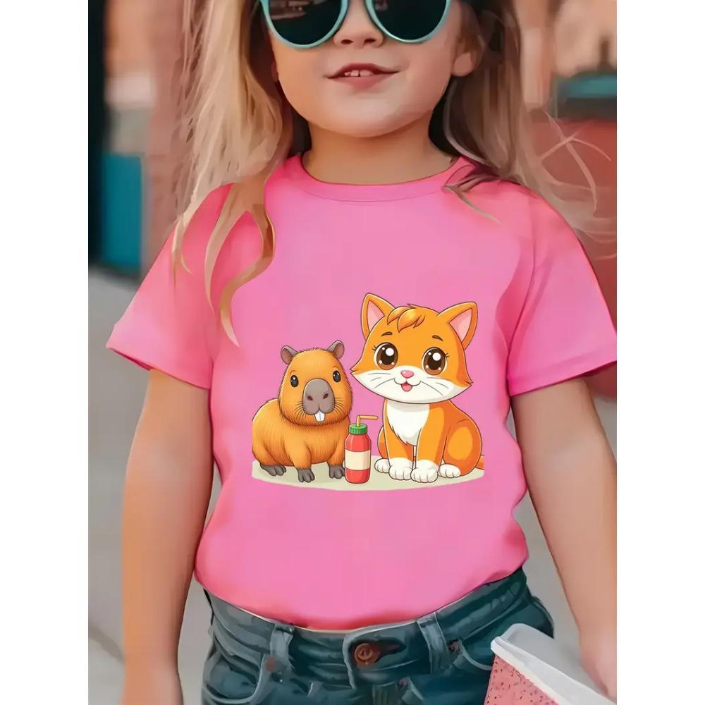 

Baby Girl Clothing 3D Cat Print Kids Clothes Short Sleeve T-Shirts for Children Top Tees O-Neck Casual Children s Clothing 140