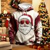 Men's Long Sleeve Hooded Sweatshirt with Christmas Graphic Print, Casual Pullover for Holiday and Winter Wear