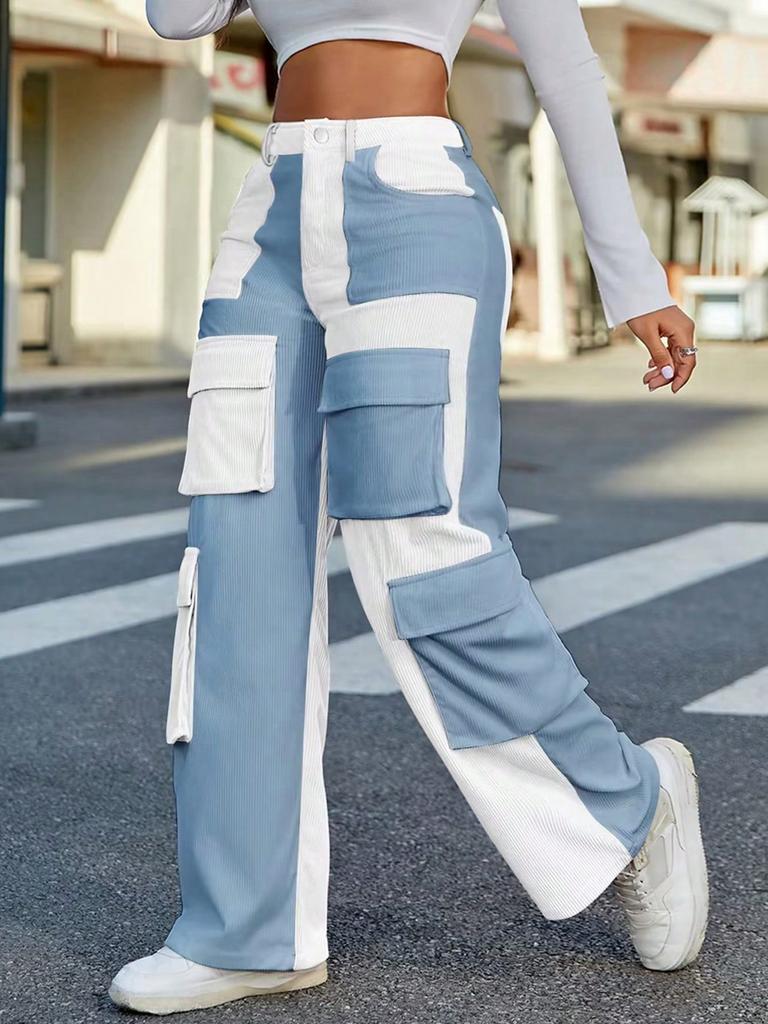 Rose Beauty A Fashionable And Personalized Street Style Patchwork Women's Pants