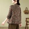 Coat for Women Cotton Thickened Winter Casual Double Layer Printed Single Button Windbreaker Jacket