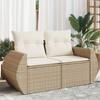 Vidaxl Sofá de Jardín con Cojines, 2 Plazas, Beige, Ratán Sintético