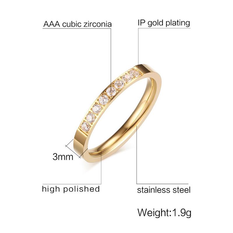 Cute 3mm Romantic Wedding Engagement Rings Women AAA+ CZ Stone Crystal Ring
