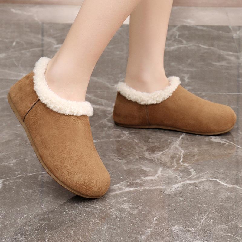 Fleece-Tasche Ferse Damenschuhe Neue Winterschuhe Ein Pedal Flauschige Schuhe Schuhe