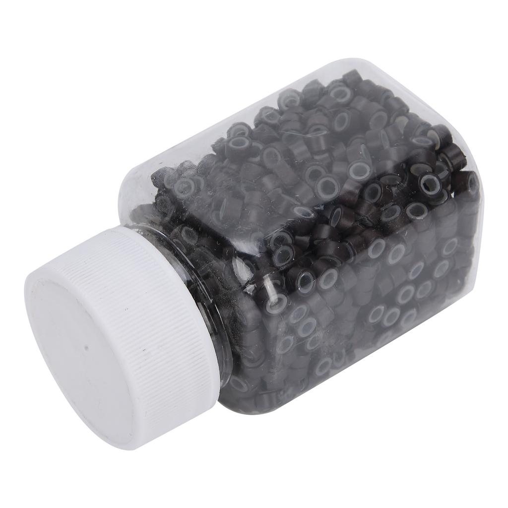 Hair Extension Ring Loops Silicone Lined Micro Beads Links Aluminum Hair Extension Tool3# Dark