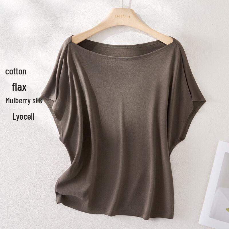 IHIMI Tencel Cotton Linen Silk Blend Relaxed Fit T-Shirt 2XL