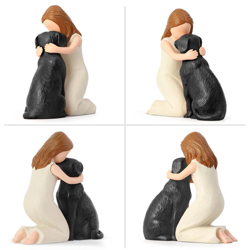 A25F-Figure Statue Amore Mio Cane, Angeli Cane Amicizia Ricordo Regali, Figure Scolpite Dipinte a Mano Per Amanti dei Cani