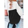 Women's Loose Casual Color Blocked Lapel Button Long Sleeved Shirt Top Long Sleeved Shirt