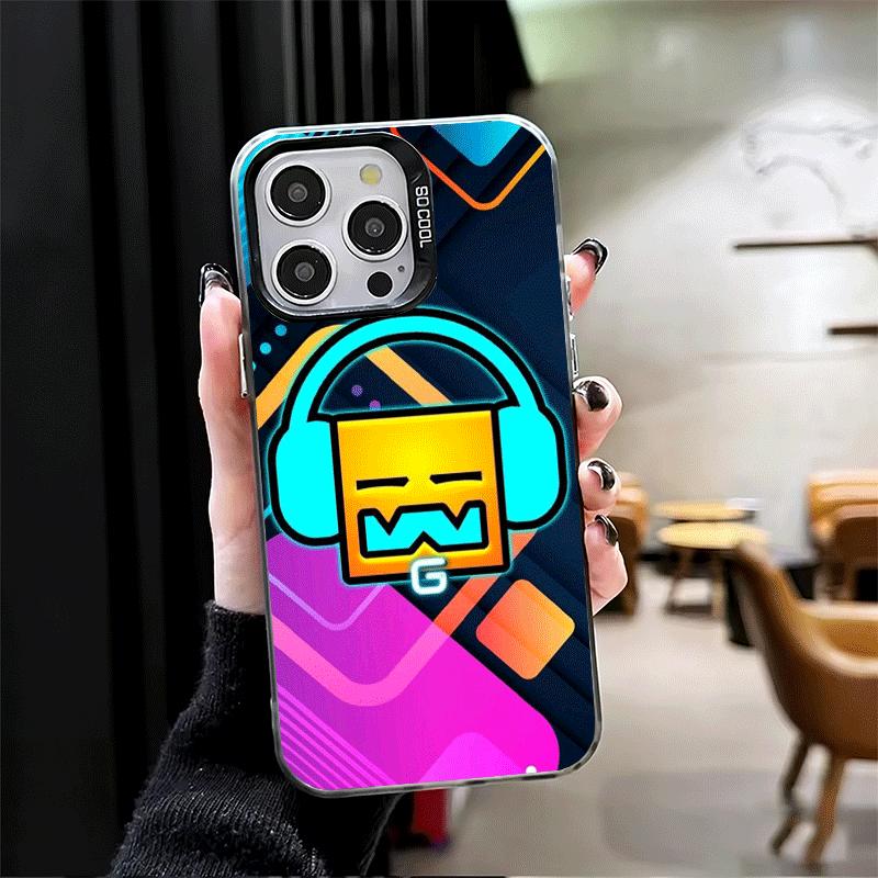 Geometry Dash Game Soft Phone Case for iPhone 15 16 17 Pro Max 17Air 16E 14 Plus 13 12 Mini Shockproof Cover Back Shell