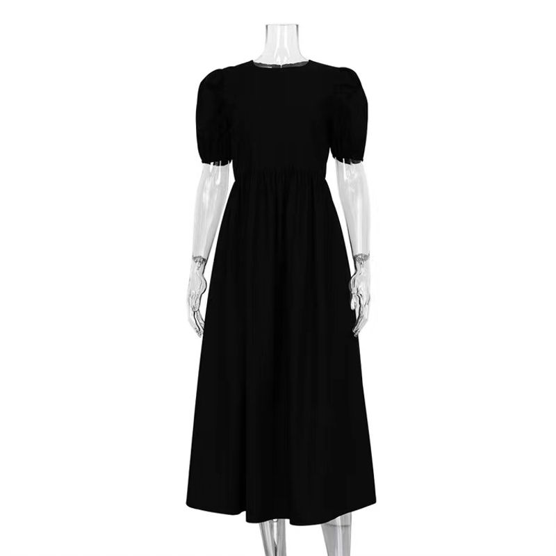 

Fashion Style round Neck Short Sleeve Dress Elegant Little Black Dress round Neck Short Sleeve Dress Black S