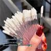 INS Portable Disposable Flocked Lip Brush for Women, Crystal Transparent Stick with Lip Gloss and Lipstick Blending Head.