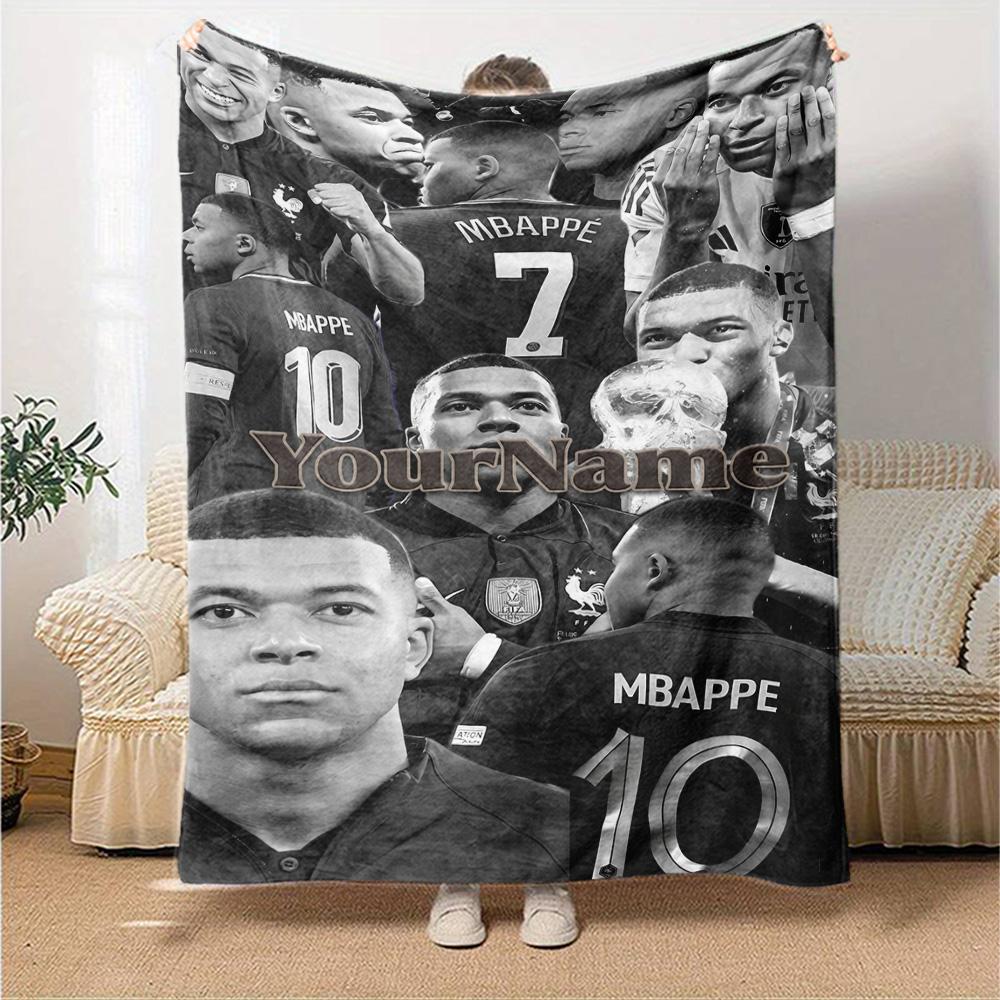 Coperta con Nome Personalizzato Mbappe Coperta Leggera Personalizzabile Morbida e Accogliente Adatta per Letto Decorazione Casa Divano Divano Quattro Stagioni Multiuso
