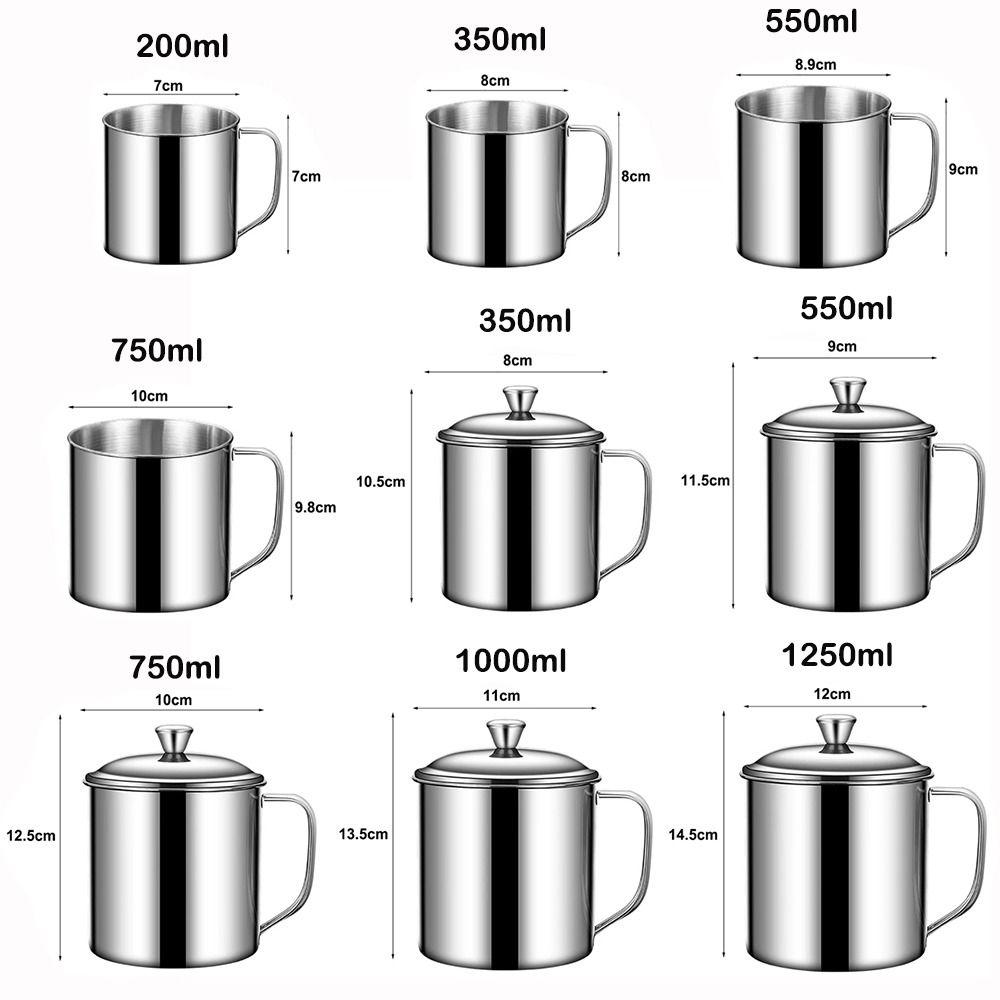 New 350-1250ml Mug 304 Stainless Steel Handle Design Tea Cup With Lid Drinkware Camping