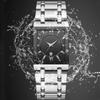Men Business Watch Simple Rectangular Stainless Steel Calendar Waterproof Quartz Wristwatch