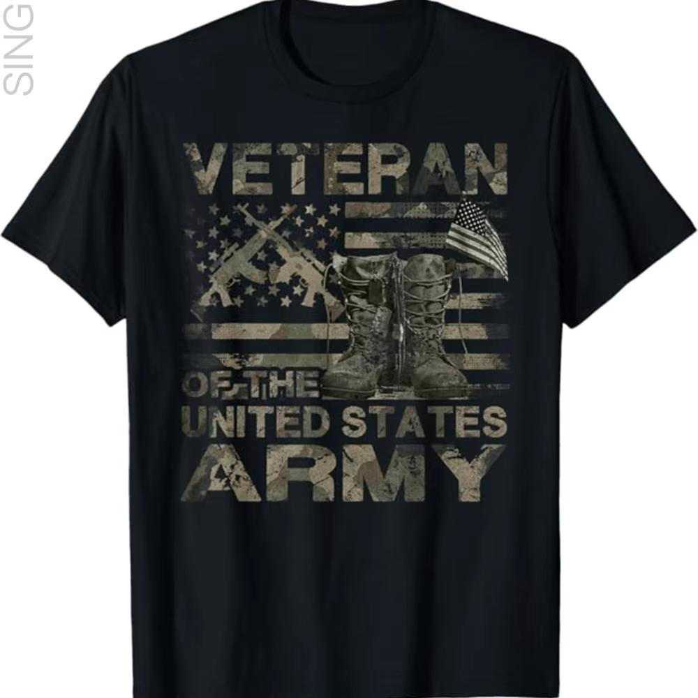 

Men S 100% Army T-Shirt Relaxed Fit Short Sleeve Tee Flag Army Insignia Print Combat Boots Dog Tag Design Shirt for Veterans ... S разноцветный