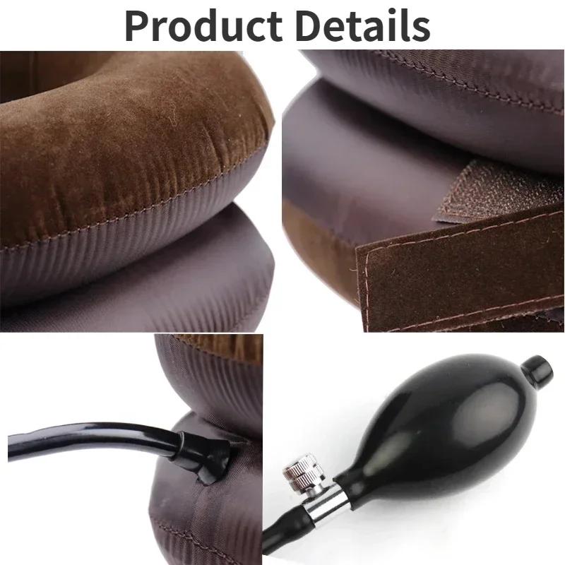 Durable And Safe Inflatable Neck Stretcher Support Air Cervical Traction 3 Tubes Neck Braces Stress Relief Relaxation Men Women For Home Office