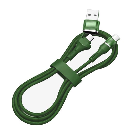 

Data Cable 2-in-1 Fast Charging PD 60W USB Type-C to Type-C Mobile Phone зелений