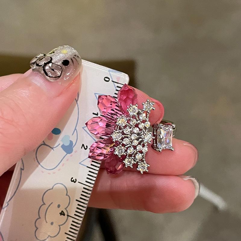 

Цветок квадратный лотос открытое кольцо модное легкая роскошь уникальный дизайн чувство кольцо на указательный палец ретро нишевые украшения