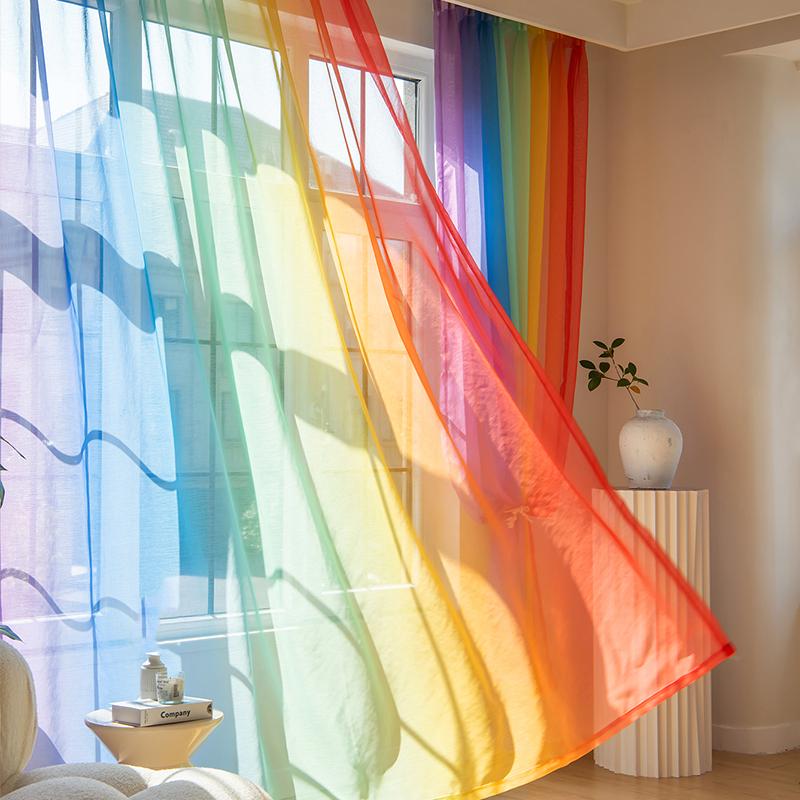 Single Panel Gradient Color Curtain Pocket Rod Easy Install Stylish Home Decor Bedroom Living Room Office With Light Filtering Polyester Perfect For