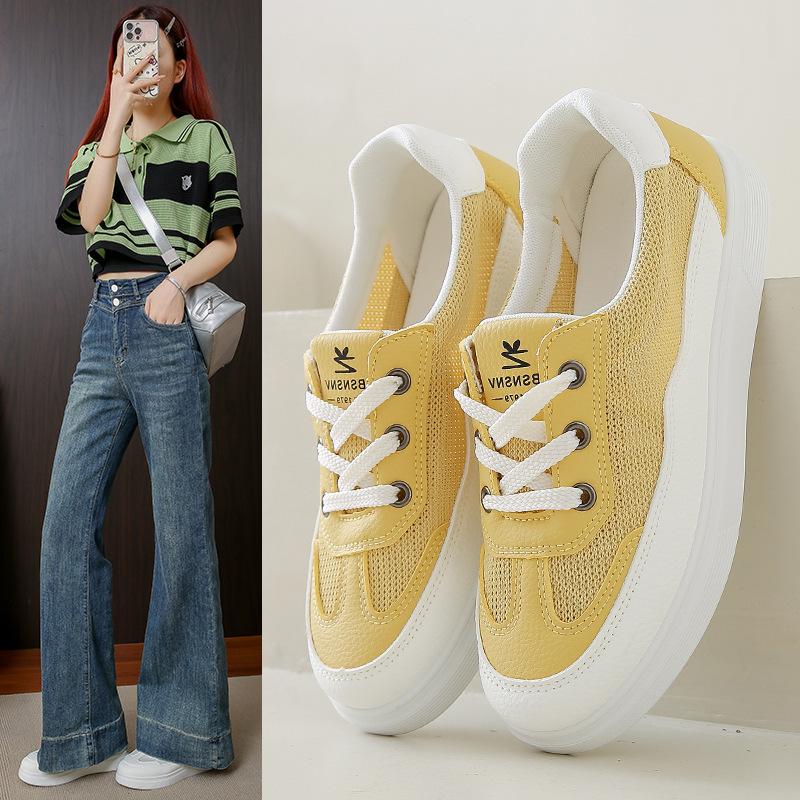 2025 little white shoes children's autumn new Korean version ins female students' leisure through the net versatile half slippers street shot Q91