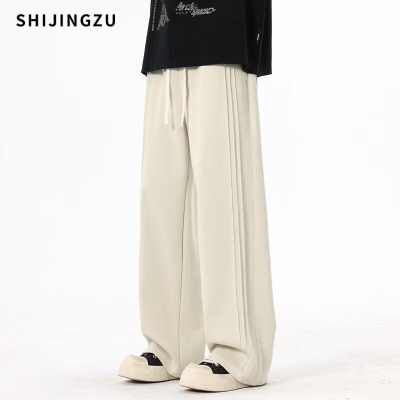 SHIJINGZU Men's Straight-Leg Casual Sweatpants with Side Stripe