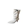 2025 European and American Style Metal Thin Heels Pointed Hand-tied Thin Short Boots