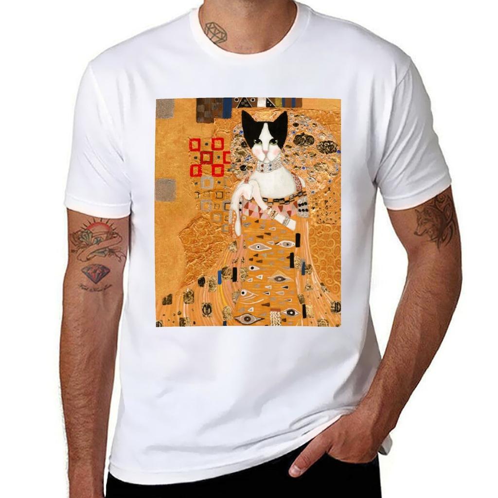 Klimt Cat TShirt High Elasticity Sports Tee Shirt