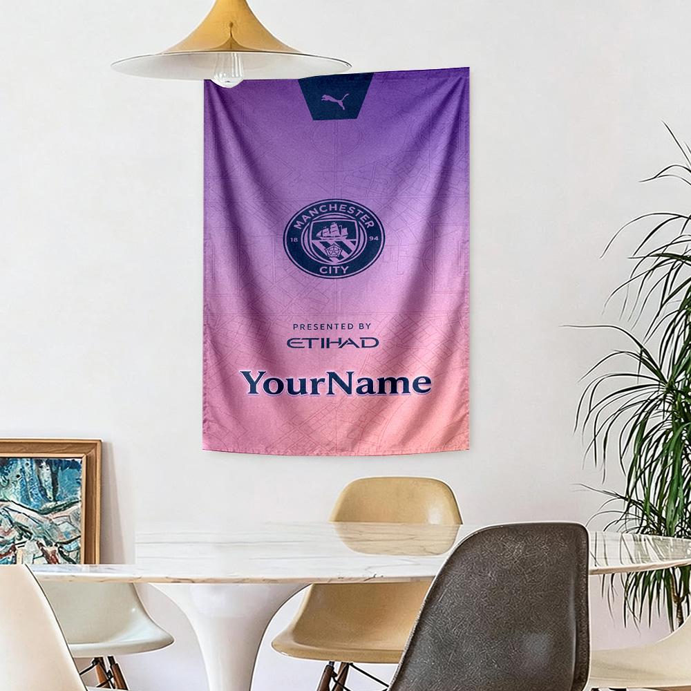 Manchester City Custom Your Name Wall Decor Tapestry Art For Pet Memorial Birthdaywedding Party Backdrop Family Gift